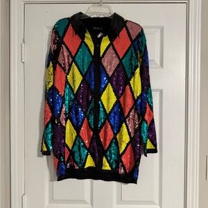 Colorful Sequin Harlequin oversized shirt